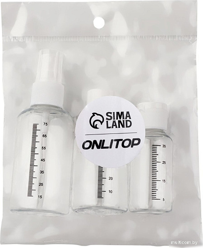 Набор флаконов для косметики Onlytop Со шкалой деления 3735775 (3шт, белый/прозрачный)