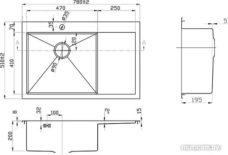 Кухонная мойка ZorG SZR-7851-L