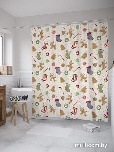 Шторка-занавеска для ванны JoyArty Рождественские предметы sc_52581
