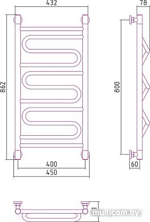 Полотенцесушитель Сунержа Элегия+ 800x400 00-0205-8040