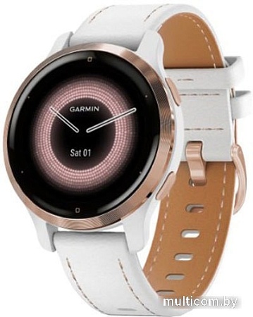 Умные часы Garmin Venu 2S (розовое золото/белый кожаный)
