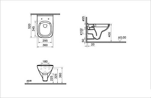 Унитаз Vitra S20 7508B003-0075 (без сиденья)