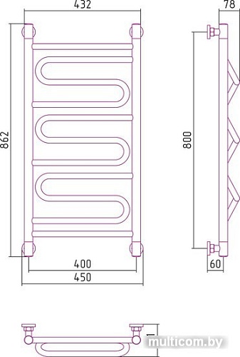 Полотенцесушитель Сунержа Элегия+ 800x400 00-0205-8040