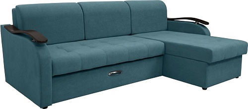 Диван Сириус Лидер-2 с оттоманкой ППУ 250x165 (Eva 21 велюр зеленый)