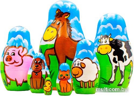 Развивающая игра Брестская Матрешка Матрешки животные фермы (набор 7 шт)