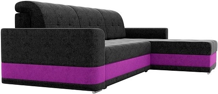 Угловой диван Mebelico Честер 61121 (правый, вельвет, черный/фиолетовый)