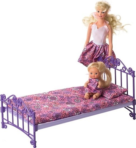 Мебель для кукольного домика Огонек Кроватка с постельным бельем С-1425