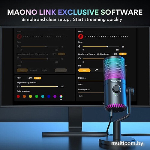 Проводной микрофон Maono DM30 RGB (белый)