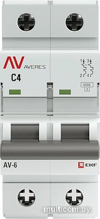 Выключатель автоматический EKF Averes AV-6 2P 4A (C) 6kA mcb6-2-04C-av