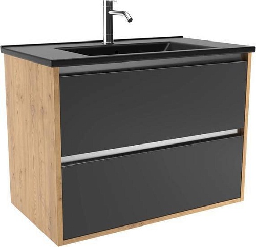 ЗОВ Тумба под умывальник Женева 80 (дуб/черный)