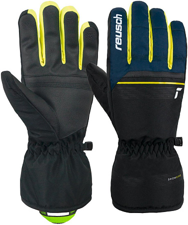 Горнолыжные перчатки Reusch Snow King 6201198-7800 (р-р 10, Black/Dress Blue/Safety Yellow)