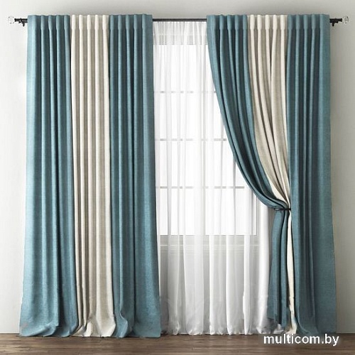 Комплект штор Pasionaria Кирстен 480x270 с подхватами (голубой/кремовый)