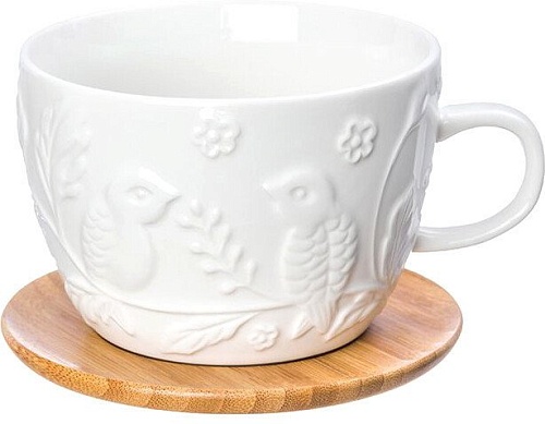 Чашка с блюдцем Elan Gallery Птички на ветке 540217