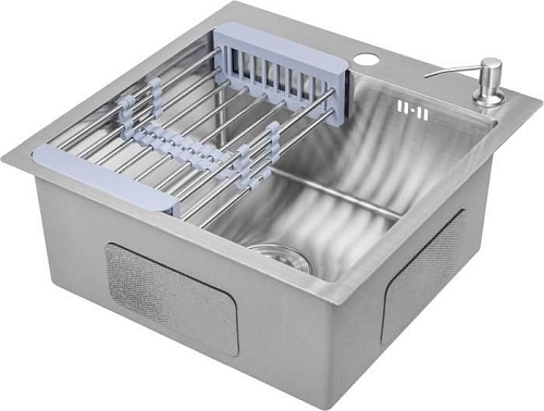 Кухонная мойка Saniteco 5050 (с сифоном, дозатором и коландером)