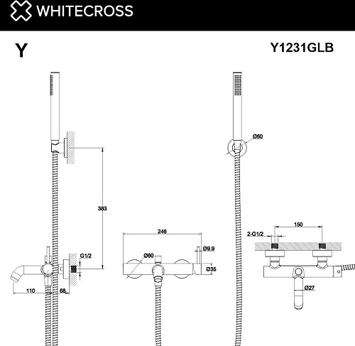 Смеситель Whitecross Y Y1231GLB (брашированное золото)