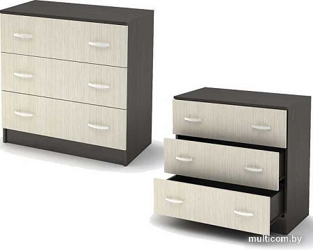 Комод Стендмебель Бася КМ-551-М 3 ящика (дуб белфорт-венге)