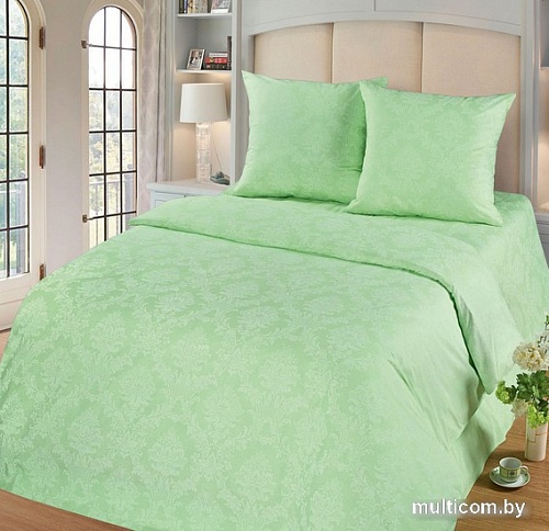Постельное белье Миланика Изумруд 1.5сп простыня на резинке (поплин-жаккард)