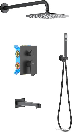 Душевая система Aquatek Оберон AQ1273MB (черный матовый)