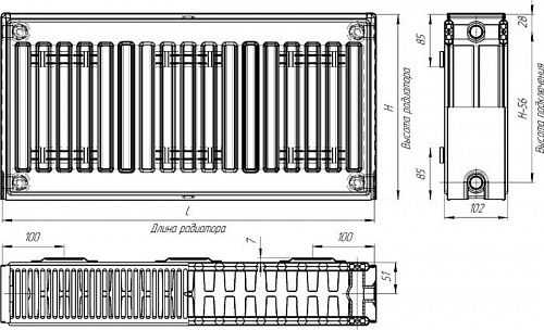 Стальной панельный радиатор Лидея ЛК 22-515 тип 22 500x1500