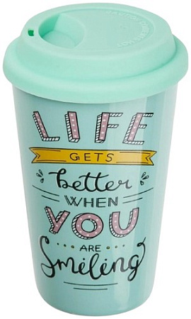 Многоразовый стакан Perfecto Linea Life Gets Better 30-140122 400мл (бирюзовый)