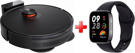 Робот-пылесос Xiaomi Robot Vacuum S20+ B108GL (международная версия, черный) + Умные часы Xiaomi Redmi Watch 3 (черный, международная версия) по акци