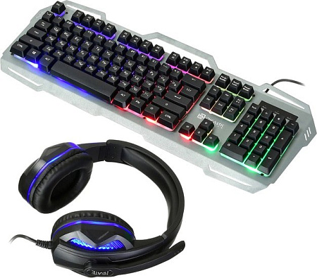 Клавиатура + мышь с ковриком + наушники Oklick HS-HKM300G Pirate