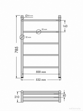 Полотенцесушитель Indigo Line 80x50 LLSHW80-50P (с нижним подключением)