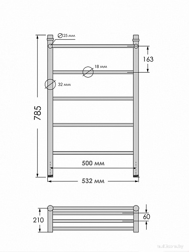 Полотенцесушитель Indigo Line 80x50 LLSHW80-50P (с нижним подключением)