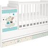 Кроватка-трансформер Polini Kids Simple 1100 с комодом (лучшие друзья, белый)