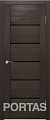 Межкомнатная дверь Portas S22 70x200 (орех шоколад, стекло lacobel черный лак)