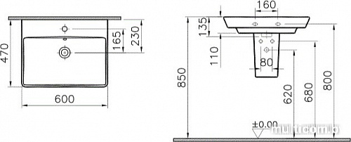 Умывальник Vitra T4 60x47 [4451B003-0001]