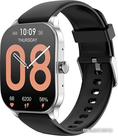Умные часы Amazfit Pop 3S (серебристый, с силиконовым ремешком)