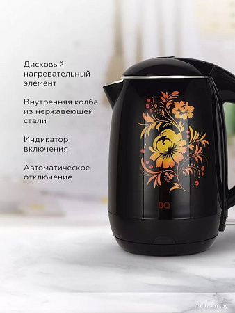 Электрический чайник BQ KT1702P (черный/цветы)