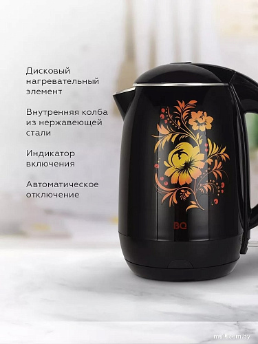 Электрический чайник BQ KT1702P (черный/цветы)
