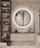 Зеркало с подсветкой eMZe 60 LED.UV.60.60.CHE.AF.4K (черный с УФ-окантовкой и подсветкой)