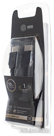 Кабель CACTUS HDMI - HDMI CS-HDMI.2-1 HDMI (1 м, черный)