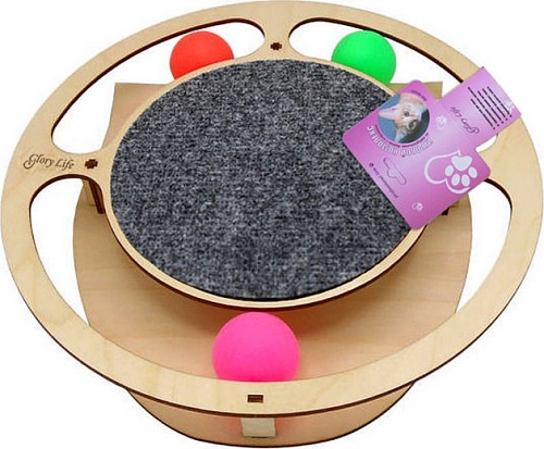 Игрушка для кошек Glory Life Круг с шариками и когтеточкой из ковра 147260
