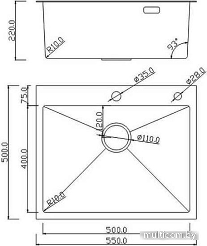 Кухонная мойка Roxen Simple 560220-55