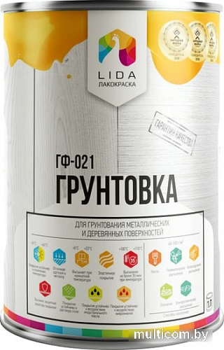 Алкидная грунтовка LIDA ГФ-021 1 л (красно-коричневый)