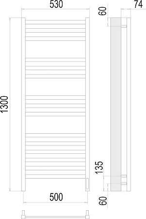 Полотенцесушитель TERMINUS Енисей П15 500x1300 (RAL 9005 черный матовый)