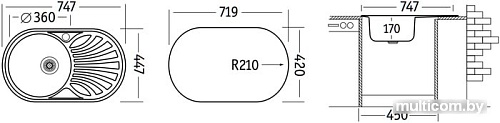 Кухонная мойка Ukinox Фаворит FAM747.447-GT5K 2L