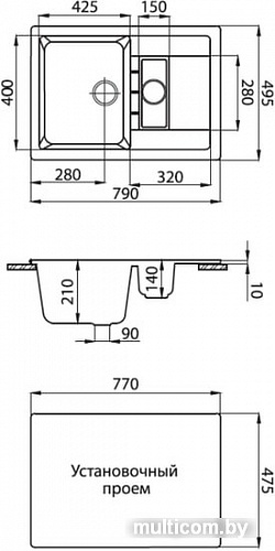 Кухонная мойка Granicom G012 (грей)