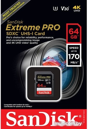 Карта памяти SanDisk Extreme PRO SDXC SDSDXXY-064G-GN4IN 64GB
