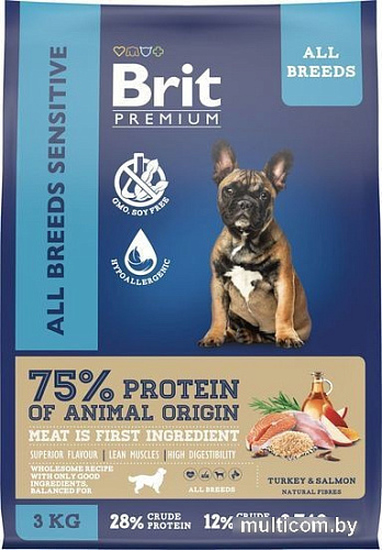 Сухой корм для собак Brit Premium Dog Sensitive с лососем и индейкой 3 кг