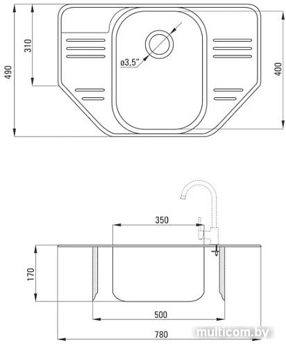 Кухонная мойка Deante Xylo ZEX 0613 (сатин)