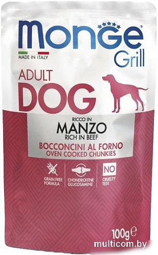 Консервированный корм для собак Monge Dog Grill с говядиной 100 г