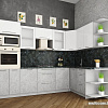 Готовая кухня Интерлиния Мила Пластик 1.68x2.8 правая (белый глянец/мрамор/кастилло тем.)