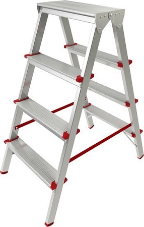 Лестница-стремянка Новая высота NV 112 алюминиевая двухсторонняя 2x4 ступеней