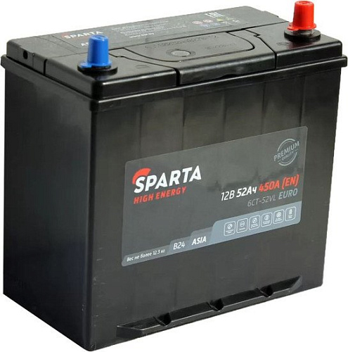 Автомобильный аккумулятор Sparta High Energy Asia 6СТ-52 Евро 450A (52 А·ч)