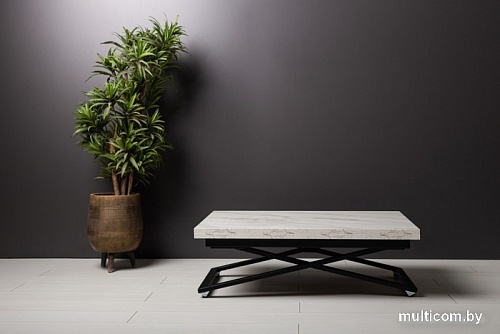 Стол-трансформер Levmar Compact D95/S53 (белый мрамор/черный)